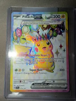 Pokemon TCG Sv08: Surging Sparks Pikachu EX Holo Ultra Rare Card 219/191 NM - Image 1