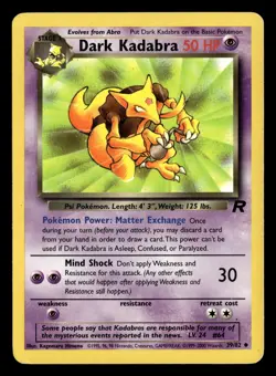 Dark Kadabra 39/82 Unlimited Uncommon Team Rocket Pokemon Card - Image 2