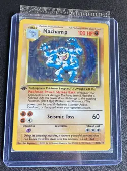 Pokemon TCG Machamp Holo 1st Edition Base Set Holo Card 8/102 Sealed LP+ - Image 1