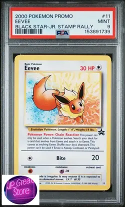 【PSA 9】Eevee Pokemon Card Japanese Black Star-Jr Stamp Rally 2000 #11 from Japan - Image 1