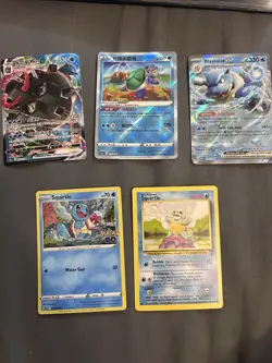 Pokemon TCG Water Card Lot (5) - Squirtle, Blastoise ex, Holo, GO - Image 1