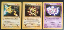 3 Pokemon First Movie Promo Cards 1999 Pikachu, Mewtwo, Electabuzz GEM MINT - Image 1