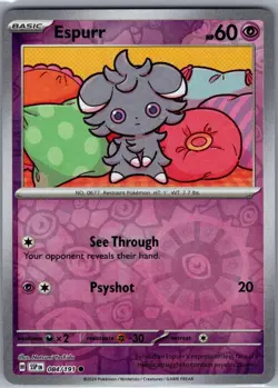 Espurr 084/191 Reverse Holo SV08: Surging Sparks - Pokemon Card - NM - Image 1