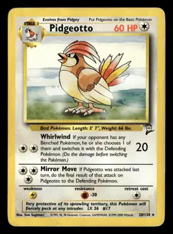 Pidgeotto 28/130 Rare Base Set 2 Pokemon Card - Image 2