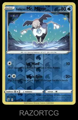 GALARIAN MR. MIME 037/192 C REBEL CLASH POKEMON REVERSE HOLO LP - Image 1