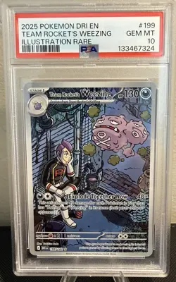 2025 POKEMON DRI EN-ILLUSTRATION RARE #199 TEAM ROCKET'S WEEZING PSA 10 - Image 1