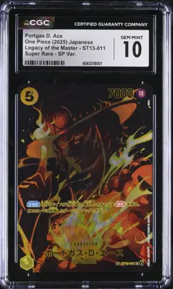 Portgas D. Ace ST13-011 SP Legacy of the Master ONE PIECE Card CGC GEM MINT 10 - Image 1