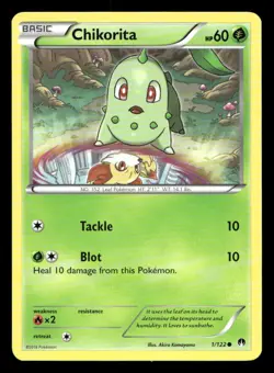 Chikorita 1/122 BREAKpoint NM/M Pokemon - Image 1