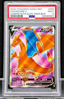 2020 Pokemon SWSH Promo Champions Path ETB Charizard V #050 PSA 9 - Image 1
