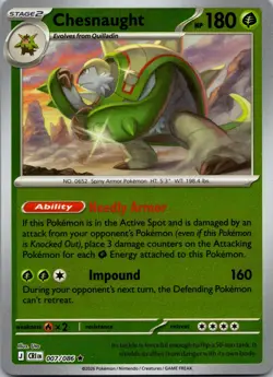 Chesnaught 007/086 Rare Chaos Rising Pokemon Reverse Holo Near Mint - Image 1