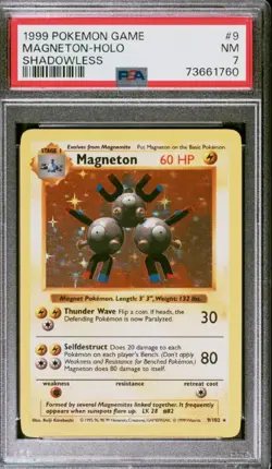 Pokemon TCG Magneton 9/102 Base Set Shadowless Holo PSA 7 Graded - Image 1