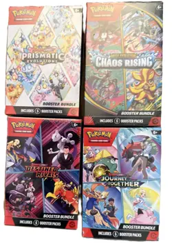 4x Pokemon Bundles PRIMATIC, DESTINED RIVALS, CHAOS RISING, JOURNEY TOGETHER NEW - Image 1