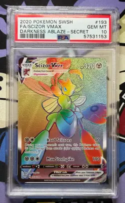 Scizor Vmax 193/189 PSA 10 Darkness Ablaze Secret Rare Rainbow Pokemon - Image 1
