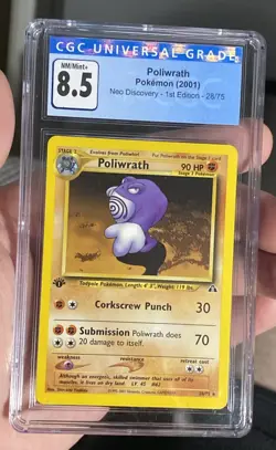 Poliwrath #28/75 Non-Holo 1st Edition Neo Discovery 2001 Pokemon CGC 8.5 - Image 1