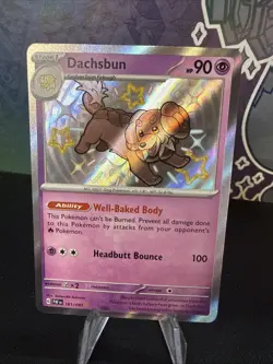 Pokemon TCG Dachsbun 161/091 SV: Paldean Fates Shiny Rare Holo 90 HP EN - Image 1