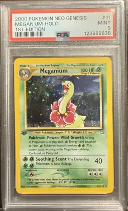 2000 MEGANIUM NEO GENESIS HOLO 1ST EDITION #11 PSA 9 MINT POKEMON - Image 3