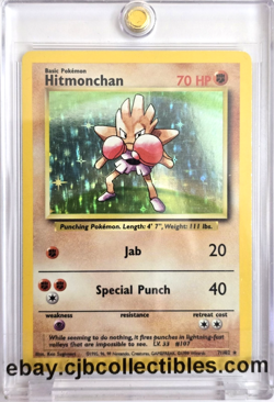 Pokemon HITMONCHAN 7/102 Holo Rare Base Set - Light Play 🍒 - Image 1