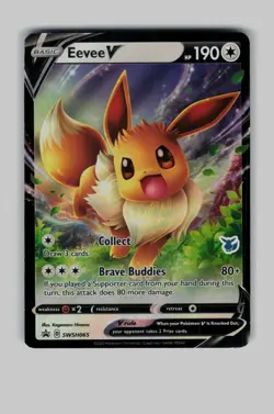 Eevee V (Eevee Stamped) SWSH065 Holo Promo Battle Academy 2022 Pokemon LP - Image 1