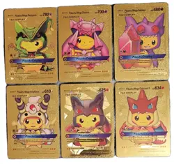 6x Pikachu Cosplay Gold Foil Fan Art Pokemon Cards Set - Custom Collector Lot NM - Image 1