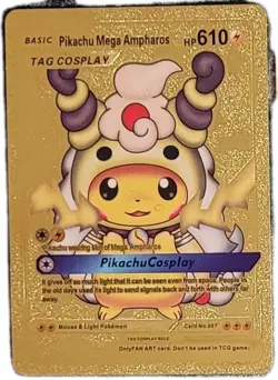 6x Pikachu Cosplay Gold Foil Fan Art Pokemon Cards Set - Custom Collector Lot NM - Image 3
