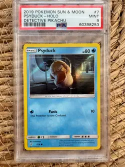 Pokemon 2019 Sun & Moon Psyduck-Holo Detective Pikachu #7 Card PSA 9 - Image 1
