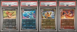 PSA 10 Eevee Vaporeon Jolteon Flareon Master Ball Holo SEQ SET Pokemon Card 151 - Image 1