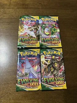 Pokemon TCG Evolving Skies Booster Pack EVERY PACK ART Lot of 4 - Image 1