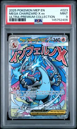 2025 POKEMON MEP EN-ME BLACK STAR PROMO #023 MEGA CHARIZARD X EX PSA 9 - Image 1