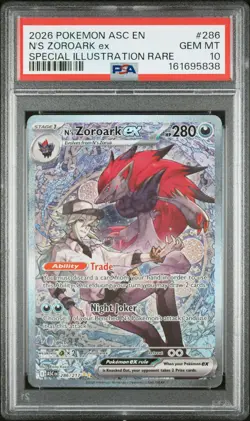 2026 POKEMON ASC EN-ASCENDED HEROES #286 N'S ZOROARK EX PSA 10 - Image 1