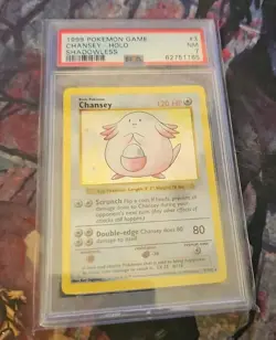1999 POKEMON BASE SET SHADOWLESS #3 CHANSEY-HOLO PSA 7 - Image 1