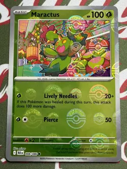 Pokemon TCG Black Bolt Maractus 008/086 Reverse Holo Pokeball Pack Fresh Mint - Image 2