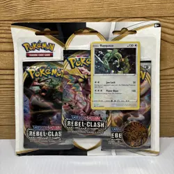 Pokemon SWSH Rebel Clash Rayquaza 3-Pack Booster Blister Set - Factory Sealed 820650806858 - Image 1