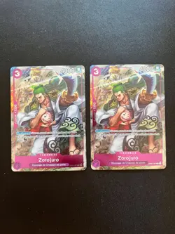 2x One Piece TCG Zoro-Juro OP05-067 RARE FRENCH PROMO CARD 1st Anniversary NM - Image 1