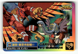Digimon Japanese Animated Series - Garudamon VS Mammon - Gold Stamp Card - Image 1