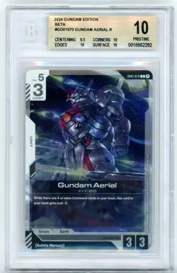 BGS Pristine 10 Gundam Card Game Gundam Aerial GD01-070 R - Gundam Beta 2024 - Image 1