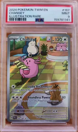 Pokemon Chansey Holo Illustration TCG Card 187/167 Twilight Masquerade PSA 9 NM - Image 1