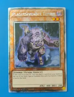 NM Yugioh Plaguespreader Zombie RA03-EN207 Platinum Secret Rare 1st Edition - Image 1