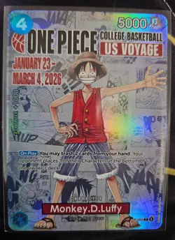 ONE PIECE MONKEY D. LUFFY US VOYAGE NCAA COLLEGE BASKETBALL CARD PROMO - Image 1