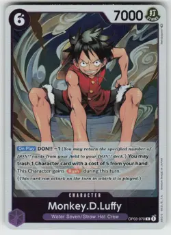 Foil Monkey.D.Luffy OP03-070 Rare Pillars of Strength Near Mint - Image 1