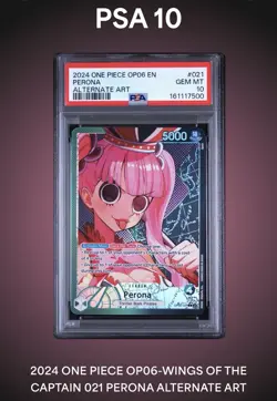 Bandai One Piece TCG Perona OP06-021 Wings Captain Alt Art Foil Eng PSA 10 - Image 1