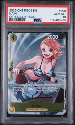 2026 One Piece Nami OP15-108 Dash Pack English Foil PSA 10 - Image 1