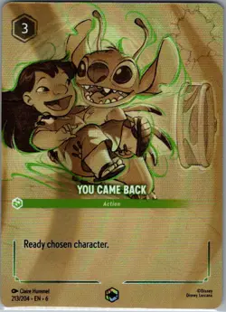 You Came Back (Enchanted) 213/204 Foil Azurite Sea - Disney Lorcana Card - NM - Image 1