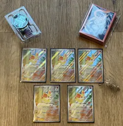 Lot of 5 Fennekin Full Art Promo Chaos Rising Promo 080 ⭐ Card sleeves and dice - Image 1