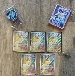 Lot of 5 Fennekin Full Art Promo Chaos Rising Promo 080 ⭐ Card sleeves and dice - Image 2