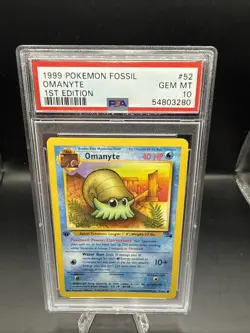Omanyte 52/62 Fossil 1st Edition PSA 10 GEM MINT – Vintage WOTC Pokemon Card - Image 1