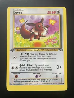 Jungle 1st Edition Eevee 51/64 MISCUT Pokemon Card - Image 3