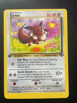 Jungle 1st Edition Eevee 51/64 MISCUT Pokemon Card - Image 4