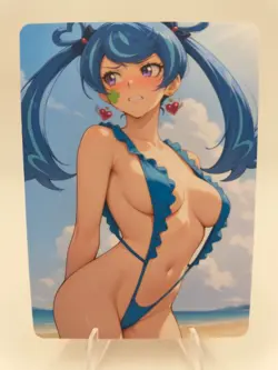 Blue Maiden Double Sided Card- Yugioh - Spicy Waifu Ecchi Lewd Goddess Story - Image 1