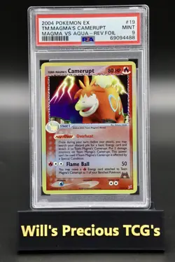 PSA 9 Camerupt 19/95 Ex Team Magma vs Aqua 2004 Reverse Holo Pokemon Card Mint - Image 1