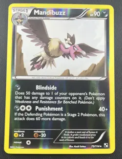 Mandibuzz 73/114 Pokemon Reverse Holo Rare Card English Black & White 2011 - Image 1